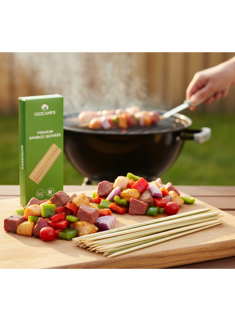 GO2CAMPS Premium Flat Bamboo BBQ Skewers [ 40 Pcs Pack - 30 cm Length ], Barbeque Flat Bamboo sticks Eco-Friendly Grilling Sticks for Camping, BBQ, Kebabs, Roasting Wooden Skewers for Outdoor Cooking and BBQ Events - Image 5