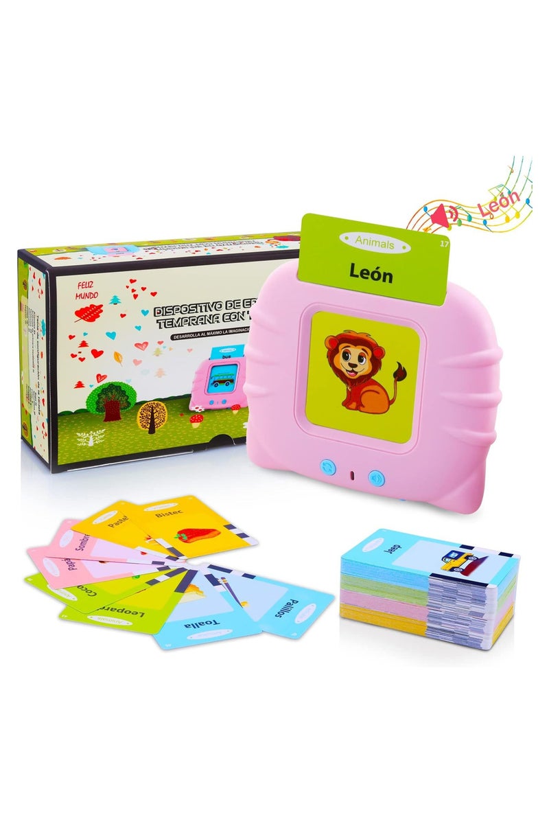 ليكسادا بطاقات فلاش الناطقة، لعبة تعليمية للأطفال، ألعاب تعليمية للاستماع باللغة الإنجليزية والعربية، 112 قطعة من البطاقات اللامعة الناطقة مع مؤثرات صوتية مع 224 كلمة مرئية، هدية تفاعلية للتعلم - Image 1