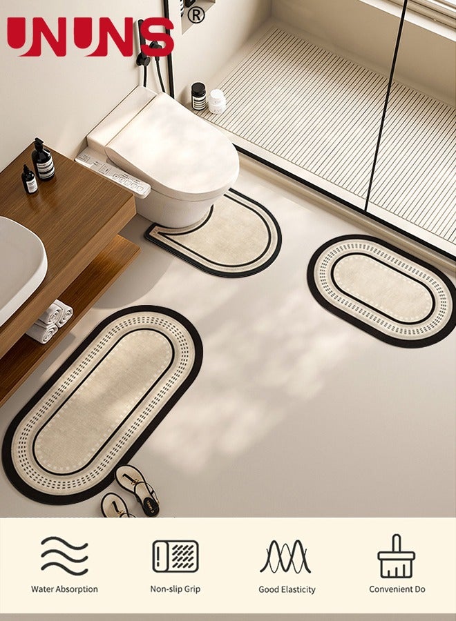 UNUNS مجموعة سجادات حمام ماصة 3 قطع، سجادة تجفيف سريعة، سجادة حمام سيلكون سحرية غير قابلة للانزلاق، سجادة أرضية مدعومة بالمطاط للحمام والمطبخ والدش والحوض، 50*55+40*80+40*60 سم - Image 4