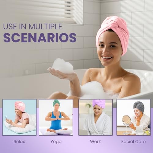 MAXOSHINE Hair Towel Wrap for Women-Quick Drying Microfiber Towel for Hair with Elastic Loop for Tying-Super Absorbent Head Towels Wrap for Ladies Hair Turban, Pista Green Pack of 1 - Image 4