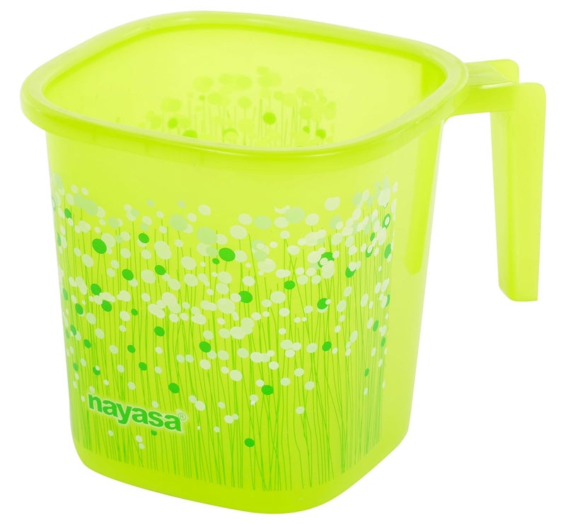 Nayasa Plastic Funk Square 3 Pcs Plastic Bathroom Set | Bucket 25 L + Mug 1.5 L + 508 Stool | Bathroom Accessory Set Plastic | Bathroom Set | Bath Set for Bathroom | Green - Image 5