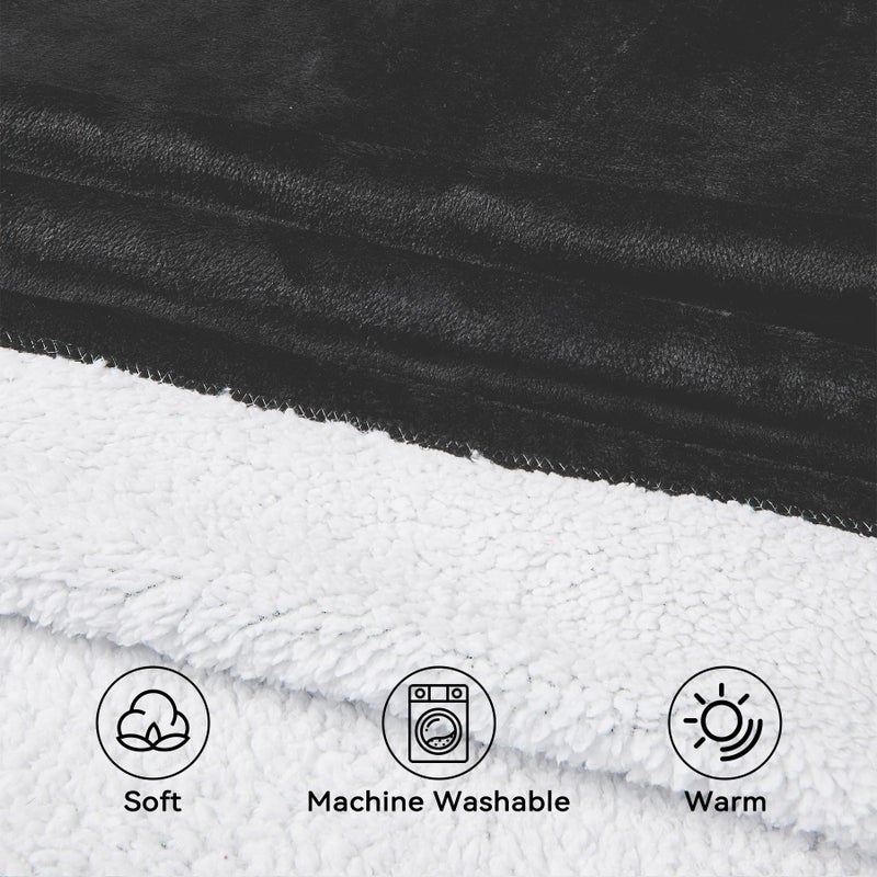 Zando Zando Black Blanket Hoodie Blue Blanket Women Men Cozy Warm Wearable Blanket Hoodies OversizedHooded Blanket Sherpa Blanket Hoodie with Pocket Thick Fleece Sweater Blanket Gift for Adult - Image 2