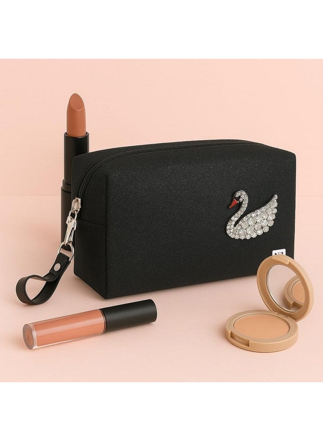 NFI essentials Makeup Pouch Cosmetic Pouch Vanity Case Jewellery Pouch Stationery Pencil Case Travel Organiser Travel Pouch Bag with Detachable Handle - Image 3