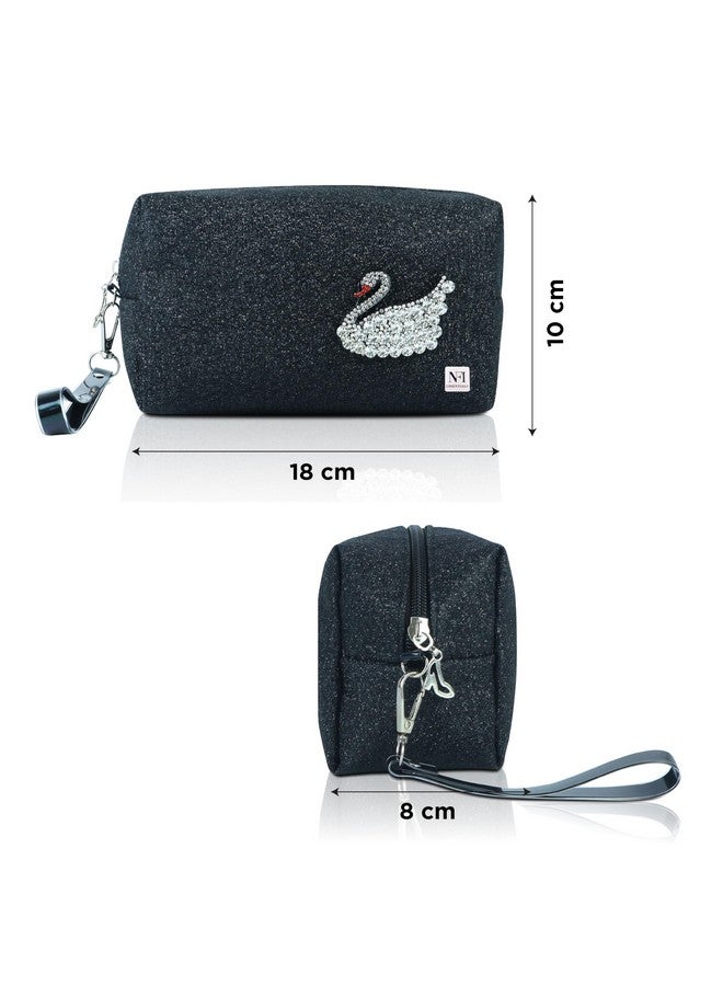 NFI essentials Makeup Pouch Cosmetic Pouch Vanity Case Jewellery Pouch Stationery Pencil Case Travel Organiser Travel Pouch Bag with Detachable Handle - Image 4