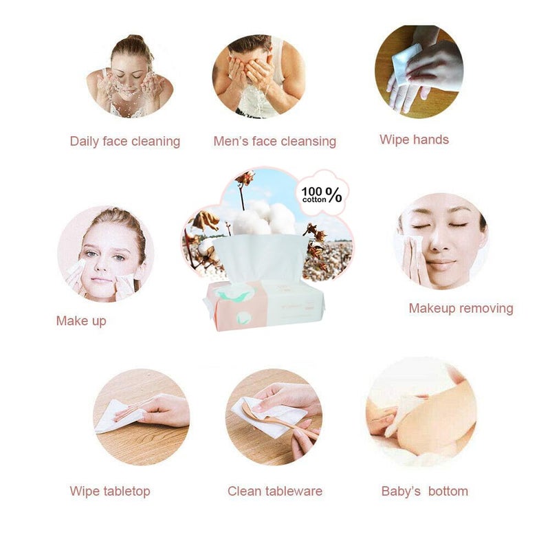 Careboree Ultra Soft Dry Baby Wipes Unscented Face Cleansing Multi-Purpose Pure Cotton Tissue (3 PACK-300 count)) - Image 5