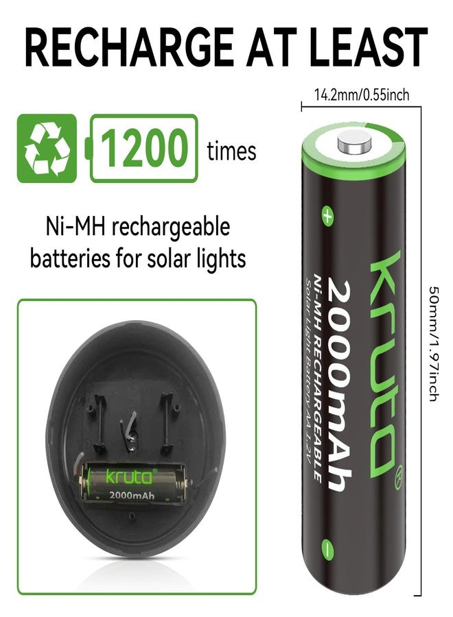 Kruta NiMH Rechargeable AA Batteries, 2000mAh 1.2V NiMH High Capacity Double AA Solar Rechargeable AA Batteries for Outdoor Solar Lights - Recharge up to 1200 Times, Pre-Charged (AA 2000mAh - Pack 12) - Image 4