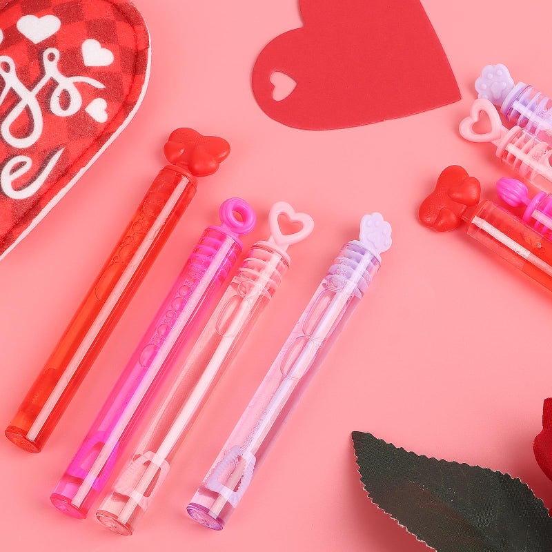 CCINEE 40pcs Valentines Day Bubble Wands for Kids, Mini Bubbles Pink Party Favors Serving Bulk Heart Bubble Wands Spring Outing Valentines Day Gifts Exchange School Rewards Bubble Sticks - Image 5