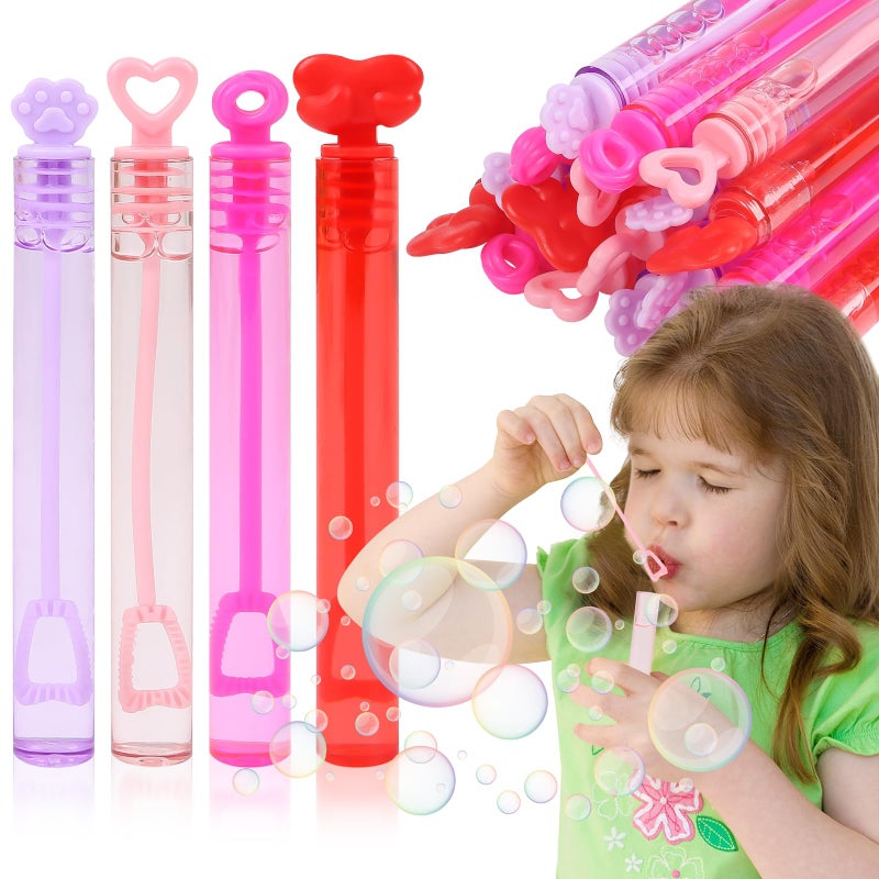 CCINEE 40pcs Valentines Day Bubble Wands for Kids, Mini Bubbles Pink Party Favors Serving Bulk Heart Bubble Wands Spring Outing Valentines Day Gifts Exchange School Rewards Bubble Sticks - Image 1