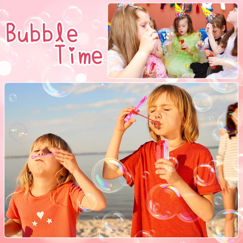 CCINEE 40pcs Valentines Day Bubble Wands for Kids, Mini Bubbles Pink Party Favors Serving Bulk Heart Bubble Wands Spring Outing Valentines Day Gifts Exchange School Rewards Bubble Sticks - Image 3