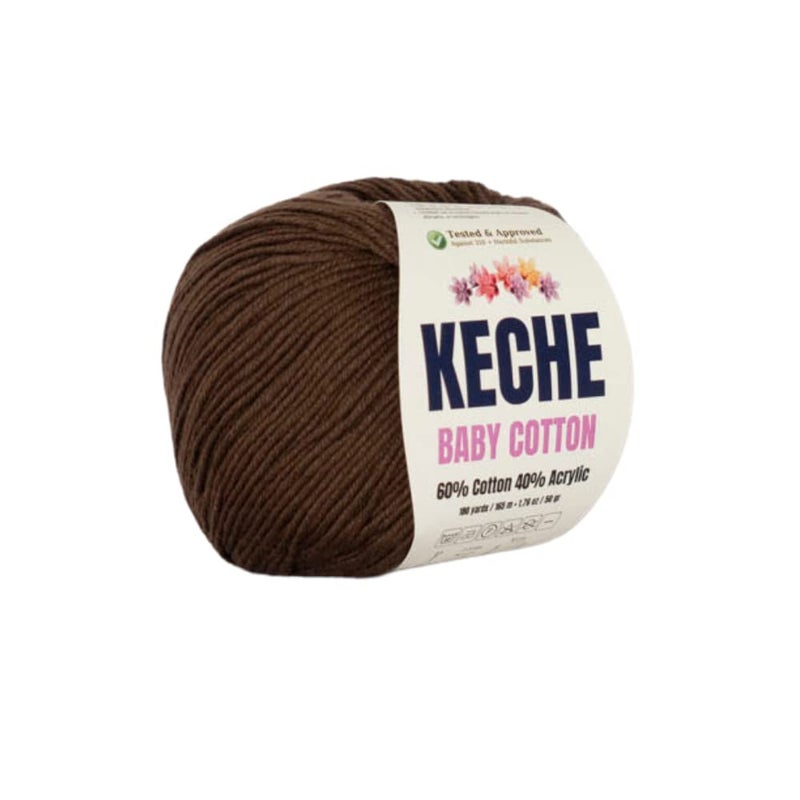 Keche Cotton Yarn, 60% Cotton 40% Acrylic Yarn, Soft Cotton Yarn for Crochet and Knitting, Amigurumi Yarn 1 Skein/Ball 1.76 Oz (50g) / 180 Yrds (165m) - Brown - Image 1
