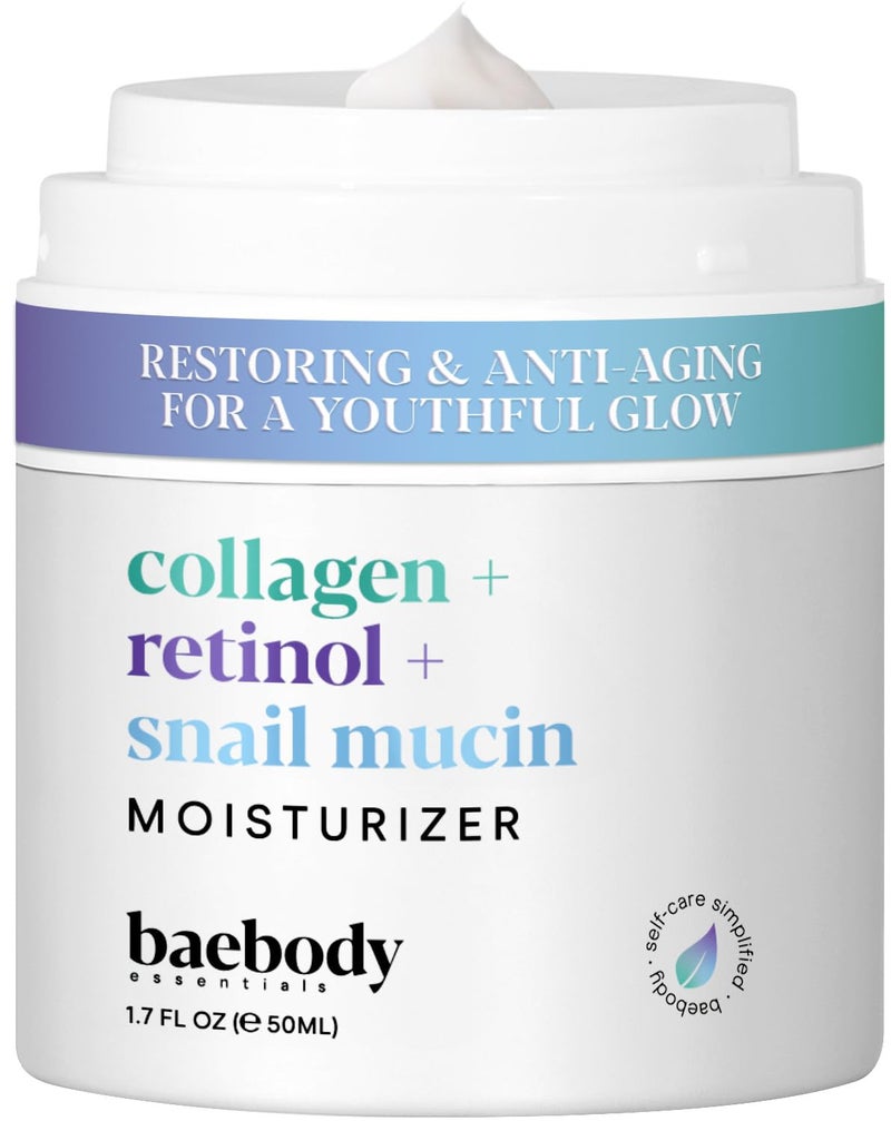 Baebody Collagen Retinol Snail Mucin Face Moisturizer with Hyaluronic Acid AntiAging Face Cream for Fine Lines and Wrinkles AntiWrinkle Cream for Face 17 fl oz