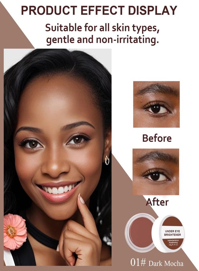Lestpola Under Eye Brightener Concealer, Waterproof Full Coverage Color Corrector Concealer for Dark Circles, Hydrating Nourishing Long-Lasting Under Eye Brightening Cream Concealing with Puff, 01# Dark Mocha - Image 2