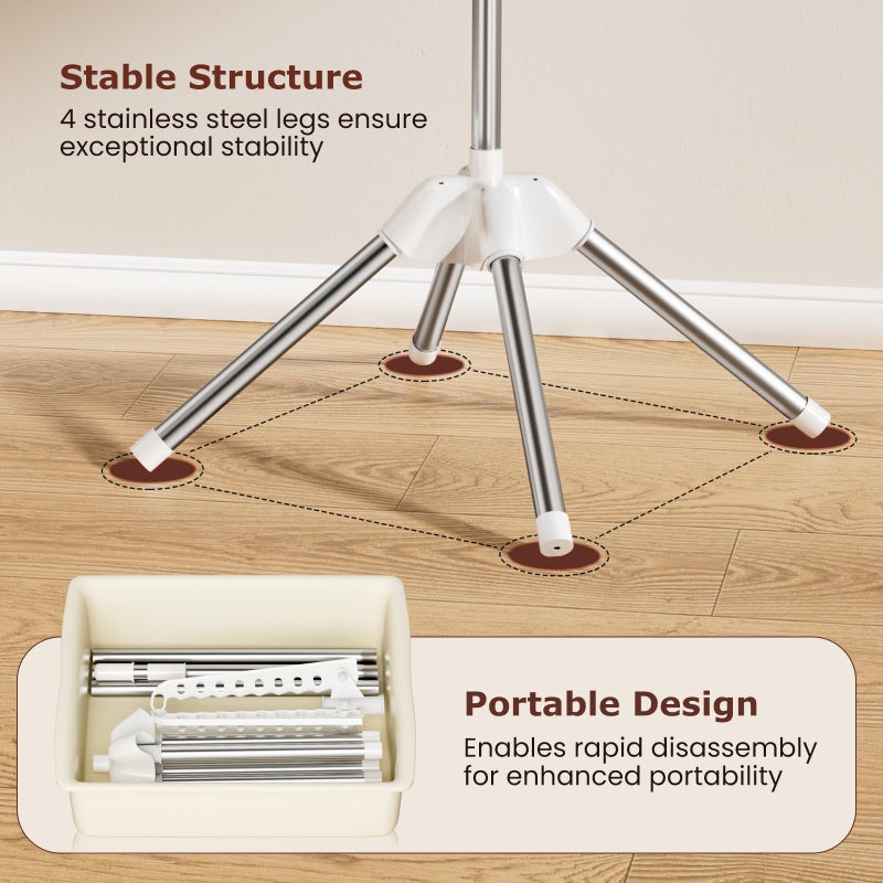 Abiglifty Rotatable and Foldable Clothes Drying Rack, Space Saving Free Standing Laundry Drying Rack for Indoor, Balcony, 1 Layer - Image 5