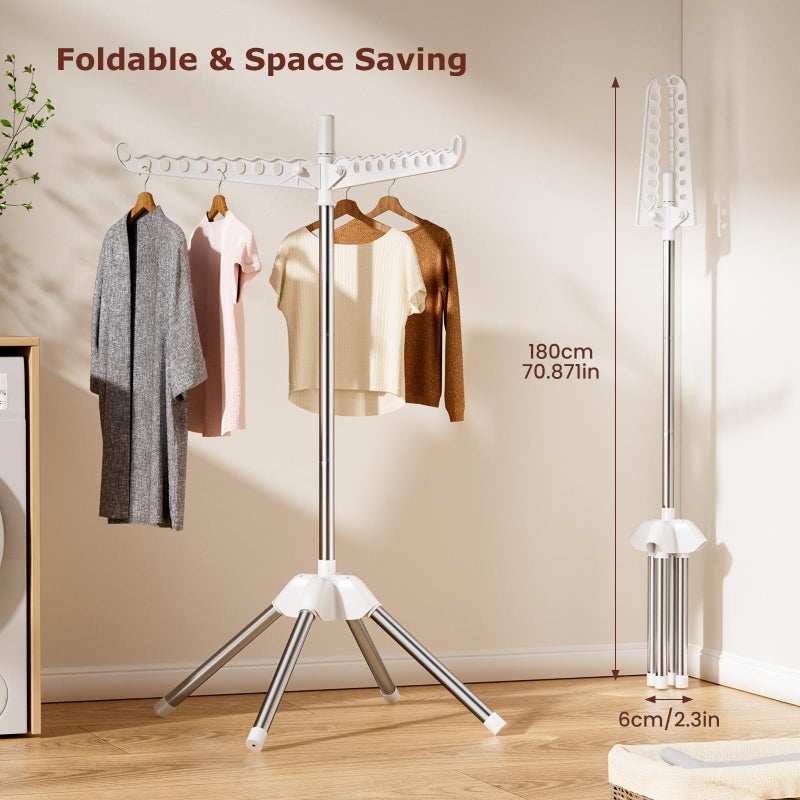 Abiglifty Rotatable and Foldable Clothes Drying Rack, Space Saving Free Standing Laundry Drying Rack for Indoor, Balcony, 1 Layer - Image 3