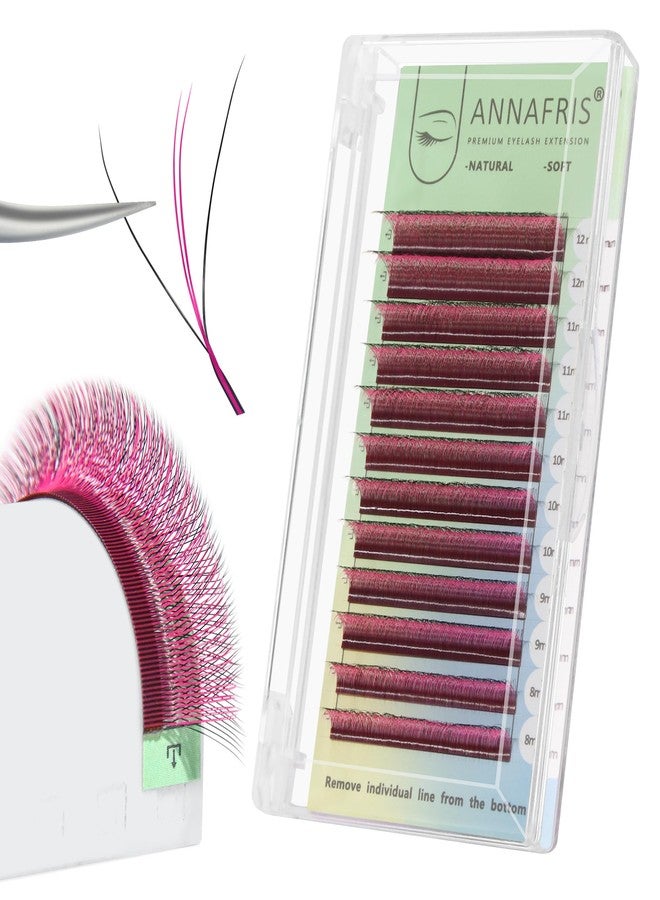 ANNAFRIS 3D W Shape Pink Dual Core Premade Fan Eyelash Extensions Volume 2 Tips False Lashes Faux Mink Matte Black Cluster Lash Extensions(0.07 C,8-15mm Pink) - Image 1