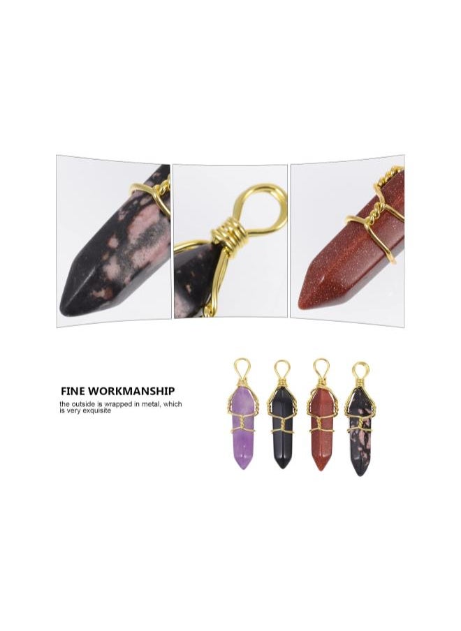 Generic - 4pcs Crystal Necklaces Natural Crystal Pendants Handmade Crystal Necklace Healing Crystals (Assorted Color) - Image 1