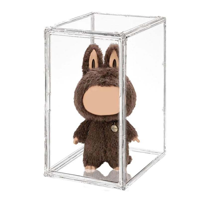 BOHOIDEE Extra Large 19.7"X14.6"X11.6" Acrylic Display Case with 2 Division Boards, Clear Organizer Box Plastic Holder with Magnetic Door for Handbags, Purses, Boots, Figures - Image 1