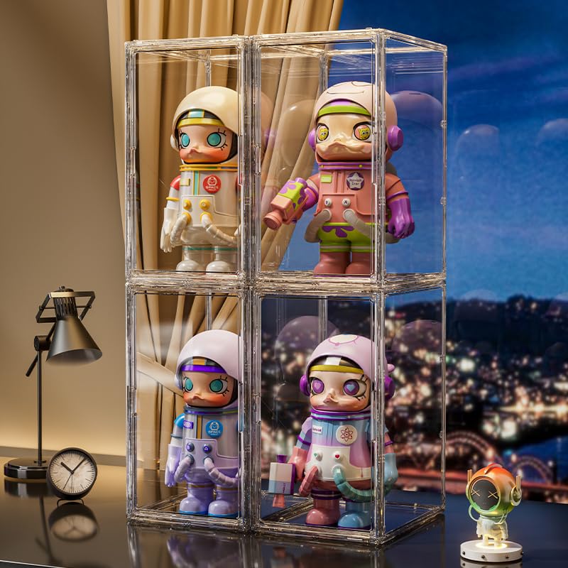 BOHOIDEE Extra Large 19.7"X14.6"X11.6" Acrylic Display Case with 2 Division Boards, Clear Organizer Box Plastic Holder with Magnetic Door for Handbags, Purses, Boots, Figures - Image 5