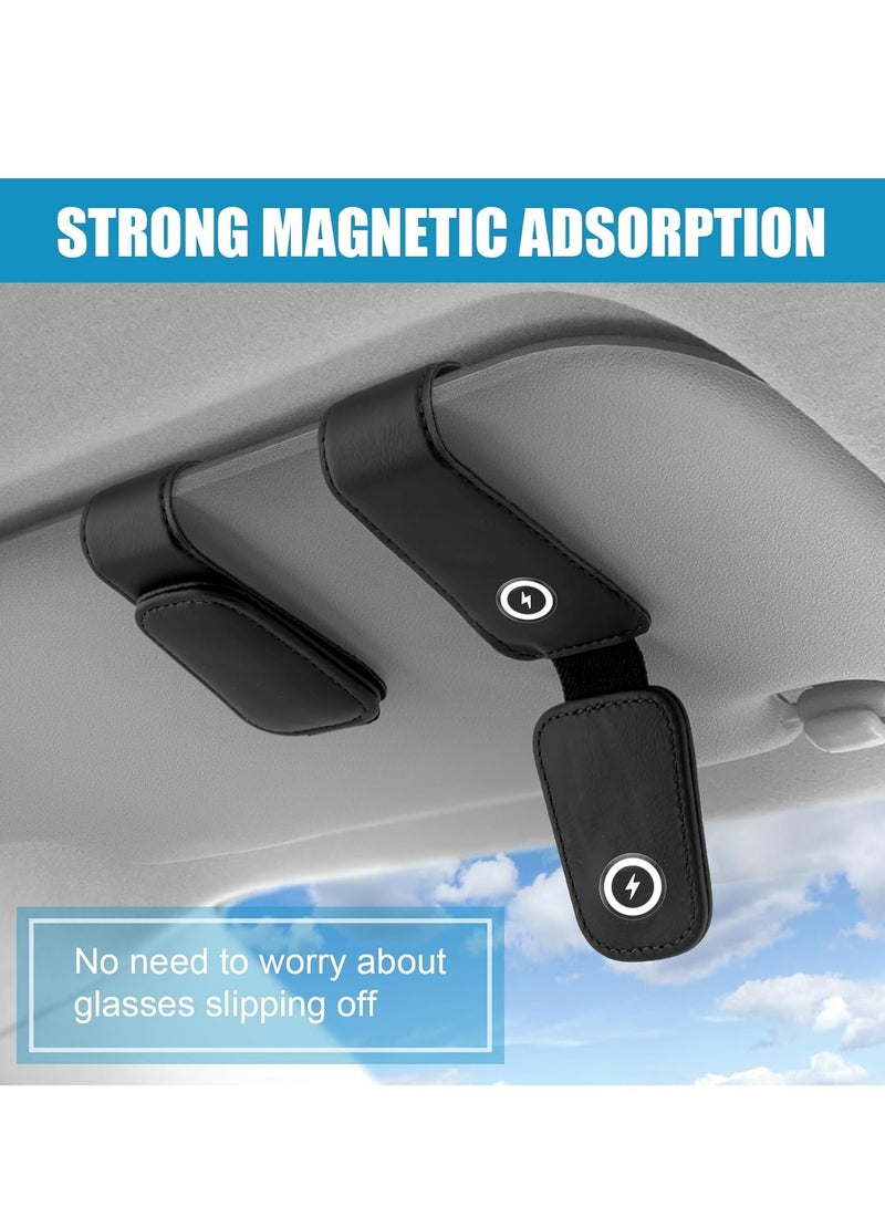 Leather Car Sunglasses Holder Sunglass Clip for Car Visor Ticket Card Clip Suitable for Different Size Eyeglasses - Image 4