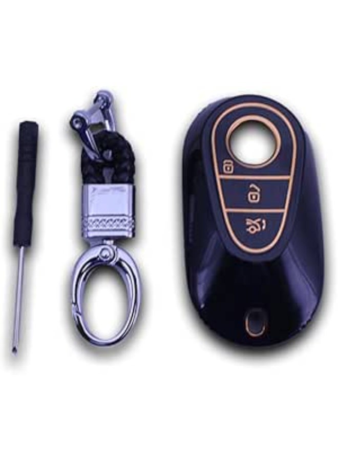 W206 TPU Car Key Cover + Gift Keyring - Multicolor