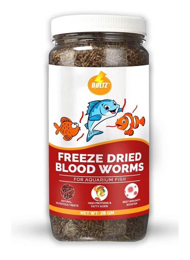 Boltze طعام أسماك مجفف بالتجميد من ديدان الدم 25 جرامًا لأسماك البيتا والتترا والأروانا والزهور وسمك الأوسكار لجميع مراحل الحياة (25 جرامًا) متعدد الألوان - Image 1