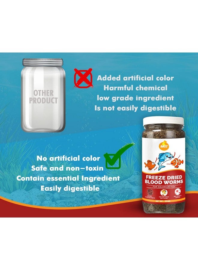 Boltze طعام أسماك مجفف بالتجميد من ديدان الدم 25 جرامًا لأسماك البيتا والتترا والأروانا والزهور وسمك الأوسكار لجميع مراحل الحياة (25 جرامًا) متعدد الألوان - Image 5