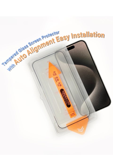 Tempered Glass Screen Protector With Auto Alignment Easy Installation For Apple iPhone 15 ProMax Clear