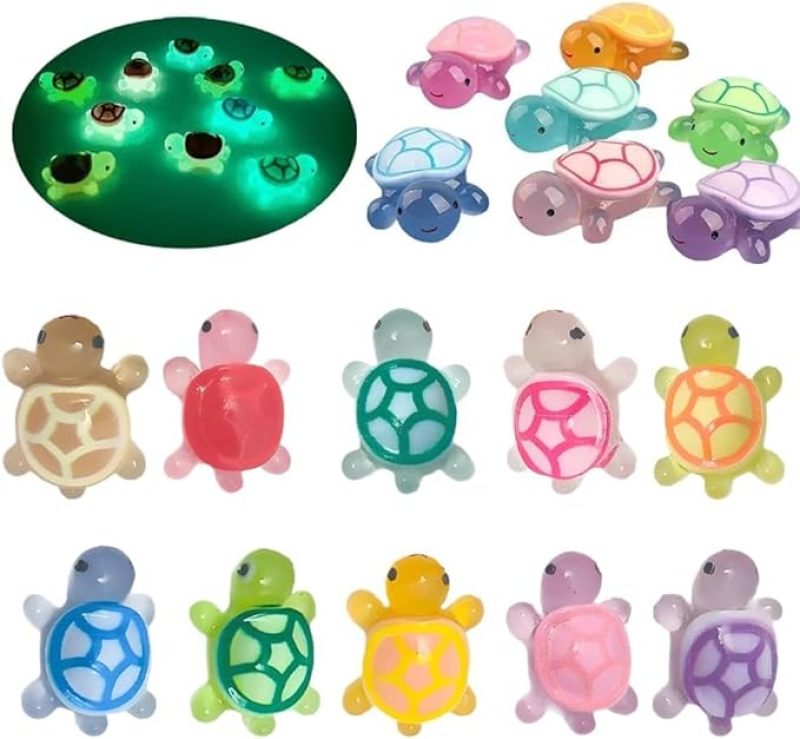 Glow In Dark Turtles 100-Piece 10 Vibrant Colors High-Quality Resin Construction - Lightweight Durability Luminous Mini Turtles for DIY Crafts, Garden Decor, Aquarium Setup, Holiday Gifting - Image 2