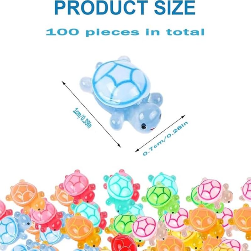 Glow In Dark Turtles 100-Piece 10 Vibrant Colors High-Quality Resin Construction - Lightweight Durability Luminous Mini Turtles for DIY Crafts, Garden Decor, Aquarium Setup, Holiday Gifting - Image 3