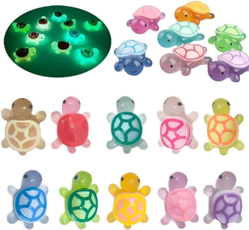 Glow In Dark Turtles 100-Piece 10 Vibrant Colors High-Quality Resin Construction - Lightweight Durability Luminous Mini Turtles for DIY Crafts, Garden Decor, Aquarium Setup, Holiday Gifting - Image 1