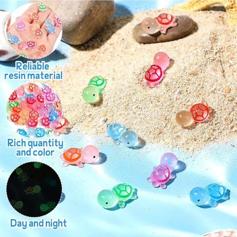 Glow In Dark Turtles 100-Piece 10 Vibrant Colors High-Quality Resin Construction - Lightweight Durability Luminous Mini Turtles for DIY Crafts, Garden Decor, Aquarium Setup, Holiday Gifting - Image 4