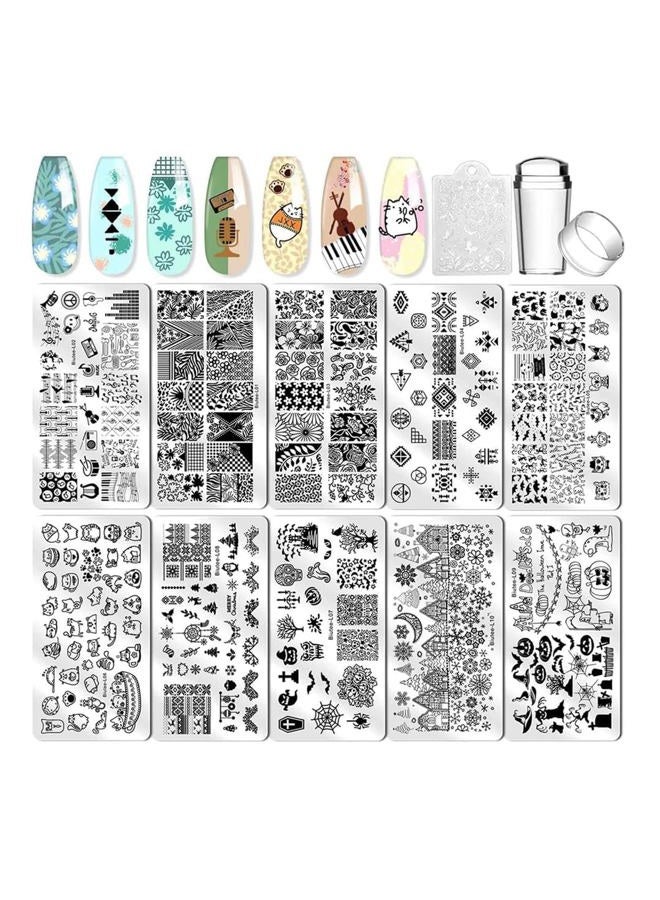 Biutee Nail Stamping Plates set 8 pcs Nail stamping polish gel 10pcs Templates with stamper Nail Art Plates set Valentine Nail Plates animal flower Rose design - Image 2