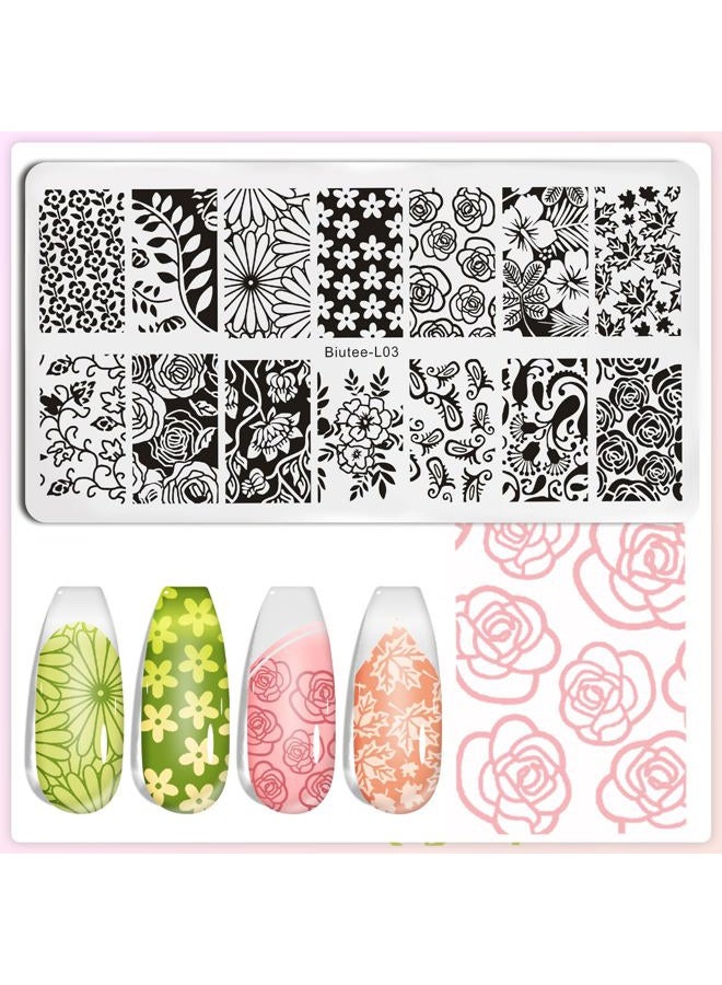 Biutee Nail Stamping Plates set 8 pcs Nail stamping polish gel 10pcs Templates with stamper Nail Art Plates set Valentine Nail Plates animal flower Rose design - Image 5