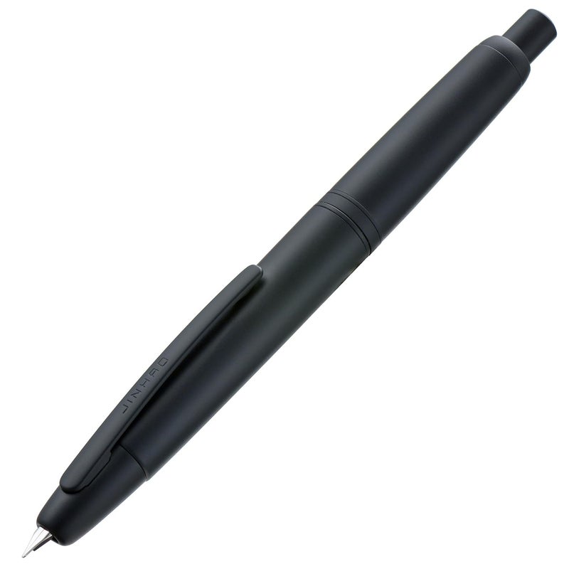Wikult Jinhao 10 Press Fountain Pen with Box, Matte Black Retractable Fine Nib with Converter Set (Clip Version) - Image 1