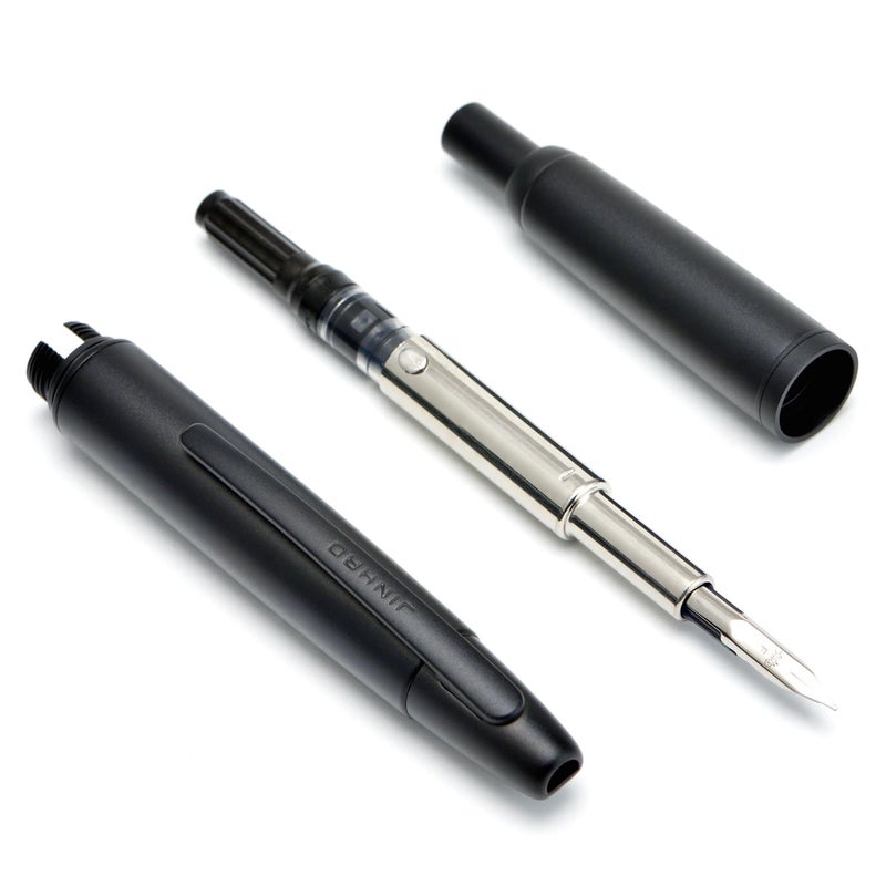 Wikult Jinhao 10 Press Fountain Pen with Box, Matte Black Retractable Fine Nib with Converter Set (Clip Version) - Image 3