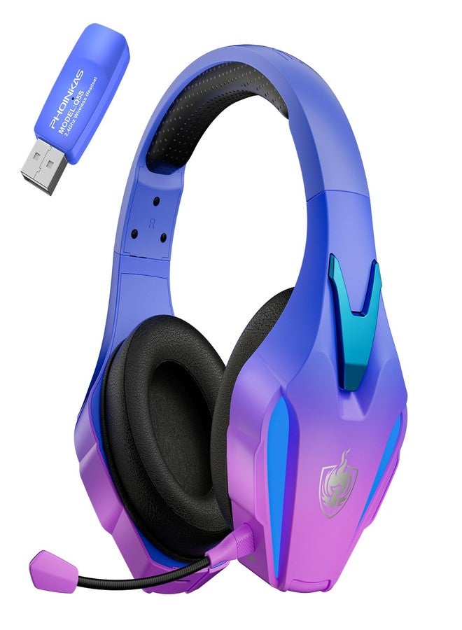 PHOINIKAS Wireless Gaming Headset for PS4 PS5 PC Switch, Wireless 2.4GHz Gaming Headphones with Detachable Noise Canceling Mic, 7.1 Stereo Sound, Only 3.5mm Wired Mode for Xbox Seires - Violet - Image 1