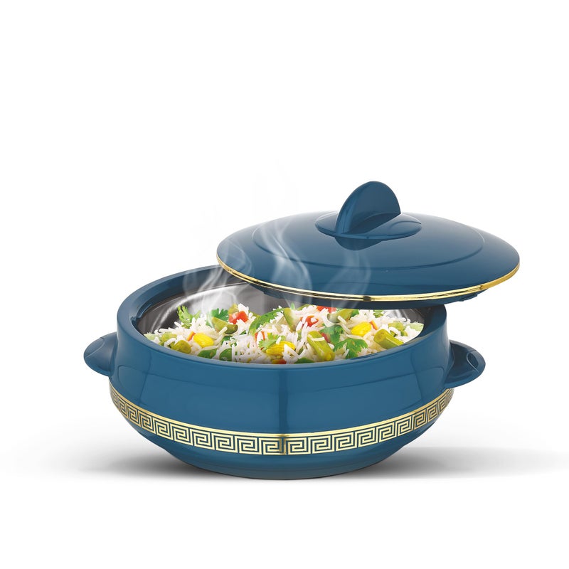 Asian Plastowares Bailey Gold Casserole - 2500ML Hot Pot for Roti, Chapati & Meals, Biryani | Casserole for Kitchen & Gifting | BPA-Free, Food-Grade | Royal Dark Blue - Image 1