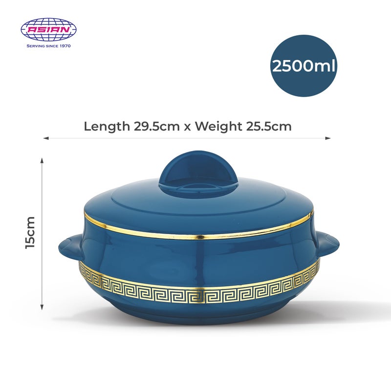 Asian Plastowares Bailey Gold Casserole - 2500ML Hot Pot for Roti, Chapati & Meals, Biryani | Casserole for Kitchen & Gifting | BPA-Free, Food-Grade | Royal Dark Blue - Image 3