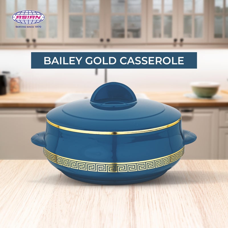 Asian Plastowares Bailey Gold Casserole - 2500ML Hot Pot for Roti, Chapati & Meals, Biryani | Casserole for Kitchen & Gifting | BPA-Free, Food-Grade | Royal Dark Blue - Image 2