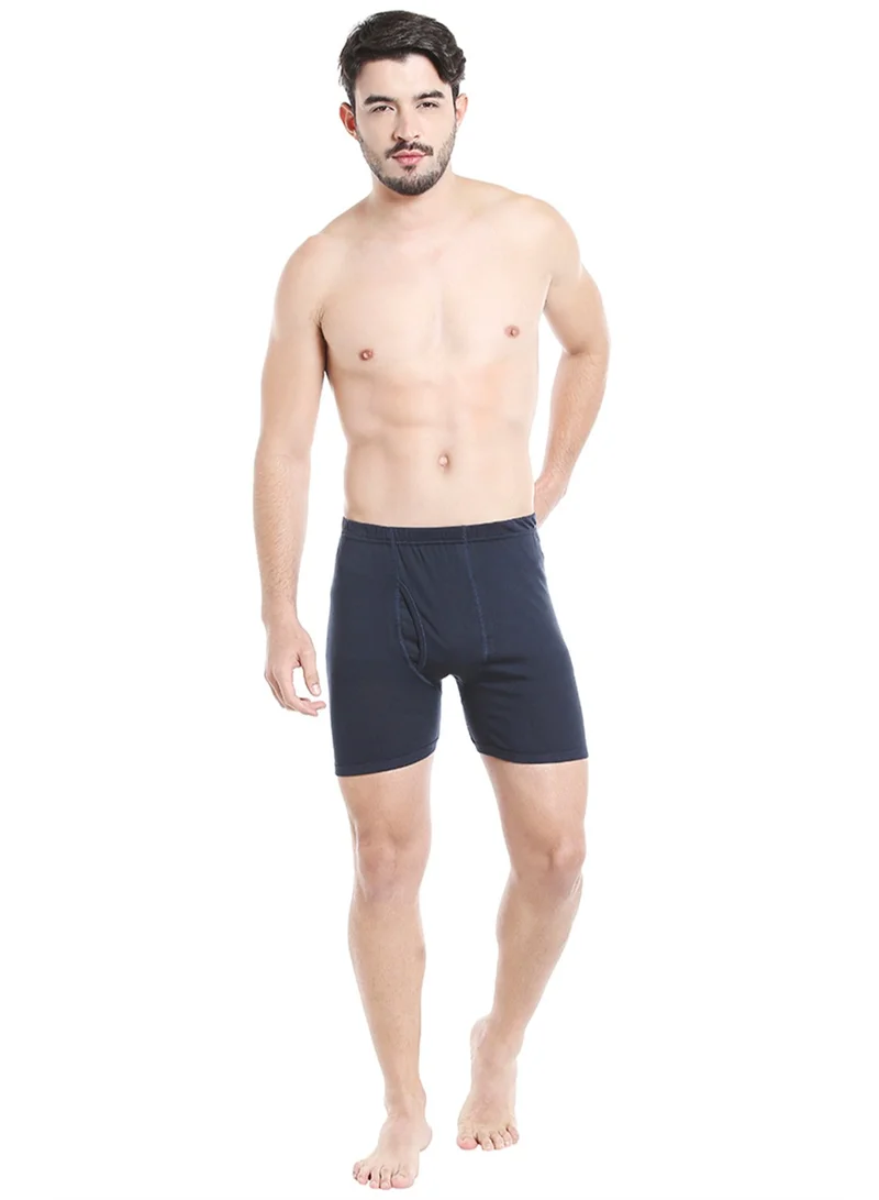 BYC MEN'S COTTON BOXER BRIEF SHORTS (PACK OF 3) - NAVY BLUE