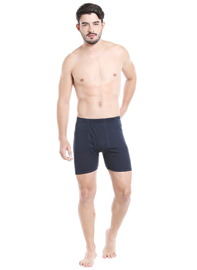 BYC MEN'S COTTON BOXER BRIEF SHORTS (PACK OF 3) - NAVY BLUE  - Image 2