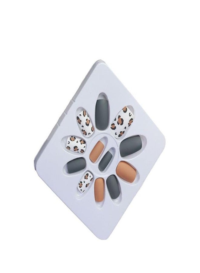 GODFLY Short False Nails with Glue Sticker, Almond Soft Gel Press on Nails, Reusable Semi Transparent Fake Nails for Women (12 Pcs / 1 Box)(Multi Colour & Design)(3 PACK) - Image 1