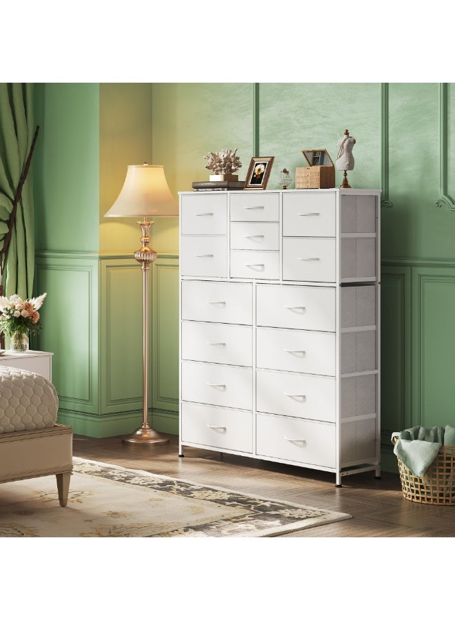 ACPLAY Tall Fabric Dresser with 15 Drawers, Storage Tower with Metal Frame & Wooden Top, Chest Organizer for Bedroom, Closet, Entryway, Living Room - Image 2