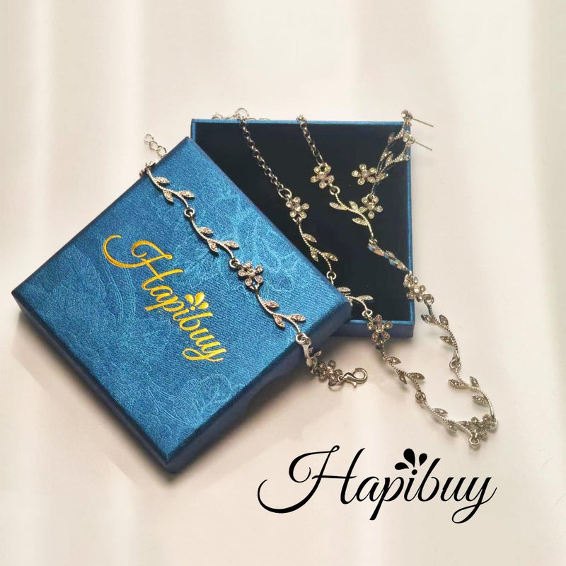 Hapibuy Crystal Necklace Earrings Bracelet Bridal Wedding Jewelry Set Rhinestone Choker Necklace For Brides Bridesmaid Silver - Image 4