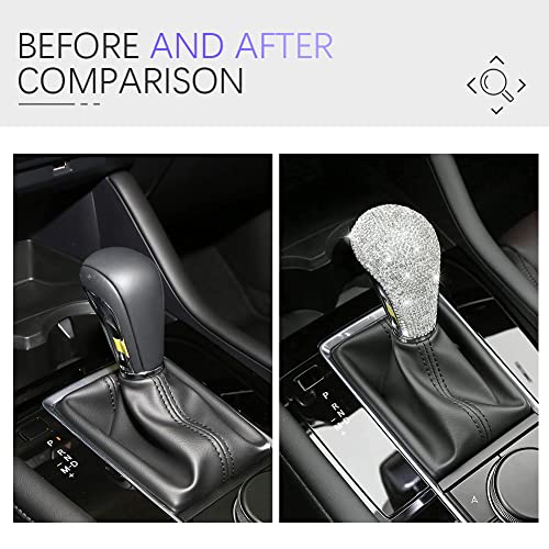 CUCHIYUN Bling Car Accessories Cover Sticker Shift Knob Crystal Decoration Compatible with Mazda Accessories 3 Axela CX30 2022 2021 2020 - Image 5