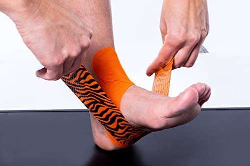 CureTape Art | Kinesiology Tape for Body Pain | Elastic Therapeutic | Waterproof Athletic | Long-Lasting Medical K (Orange,Black) - Image 5