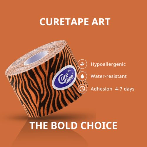 CureTape Art | Kinesiology Tape for Body Pain | Elastic Therapeutic | Waterproof Athletic | Long-Lasting Medical K (Orange,Black) - Image 2