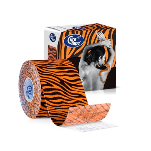 CureTape Art | Kinesiology Tape for Body Pain | Elastic Therapeutic | Waterproof Athletic | Long-Lasting Medical K (Orange,Black) - Image 1
