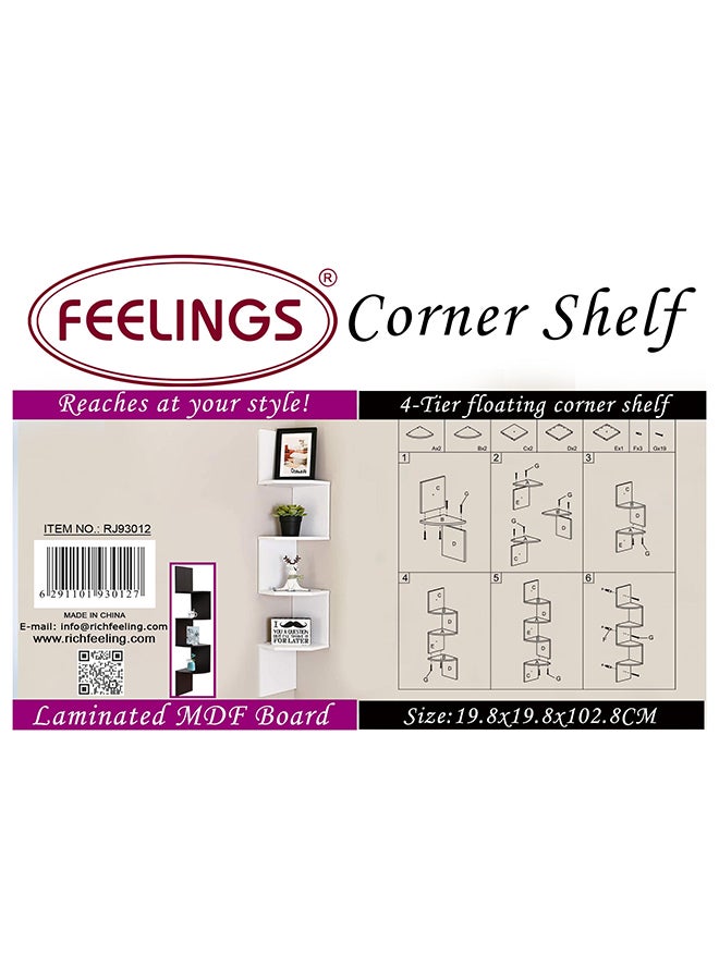 Feelings FLOATING WALL SHELVES 4  TIER CORNER WHITE SIZE: 19.8X19.8X102.8CM  - Image 3