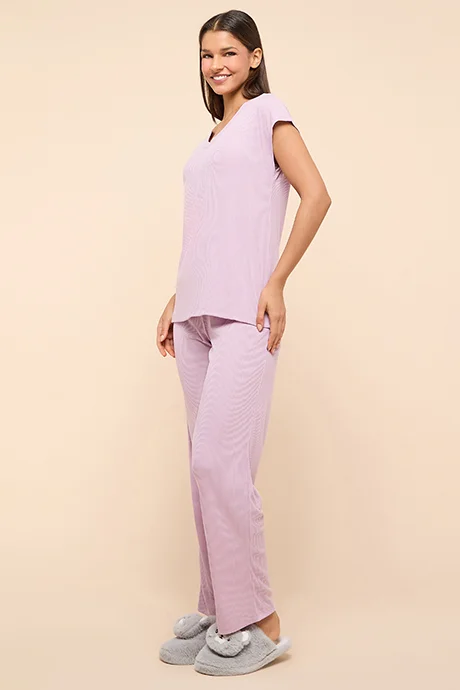 أر أند بي Ribbed Pyjama Pants With Drawstring Waist